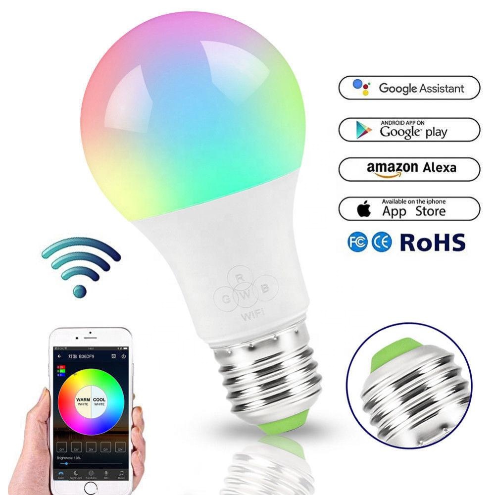 Приложение управления для мобильных устройств Wi-Fi RGBW E27 E26 7 W Smart лампочки
