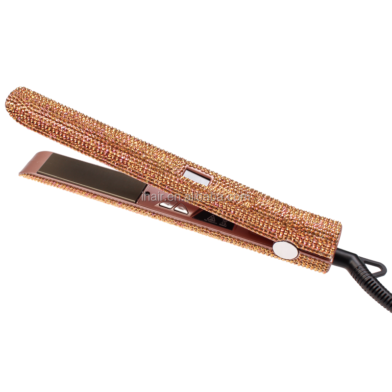 Bling Nano Titanium Выпрямитель для волос кристалл алмаза Flat Iron