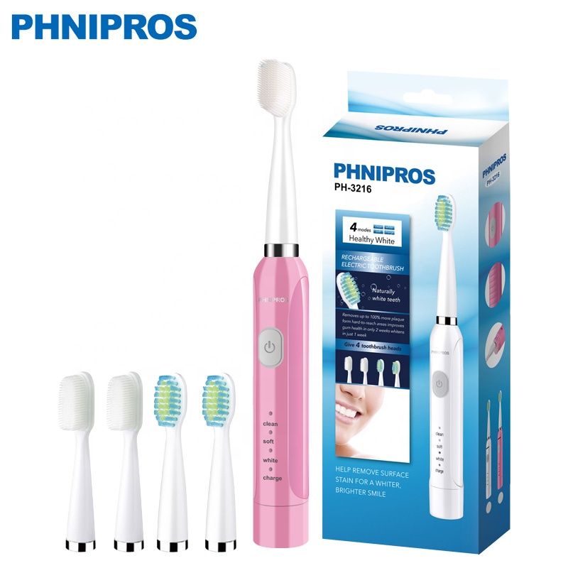 Phnipros 3216 высокого качества 4 головка зубной щетки Портативный аккумуляторная электрическая зубная щетка