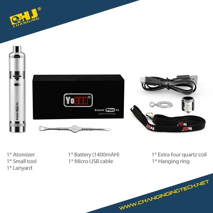 Высокое качество 4 кварцевые катушки Vape ручка 1400 мАч Yocan развиваться плюс XL испаритель ручка комплект