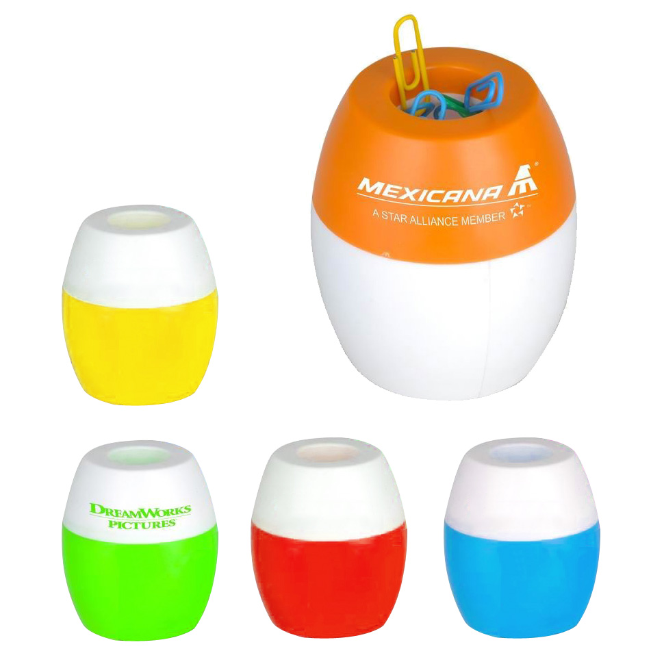Portable cute solid 2 colors plastic round column drum desktop built in magnetic file note document paper office clip organizer
