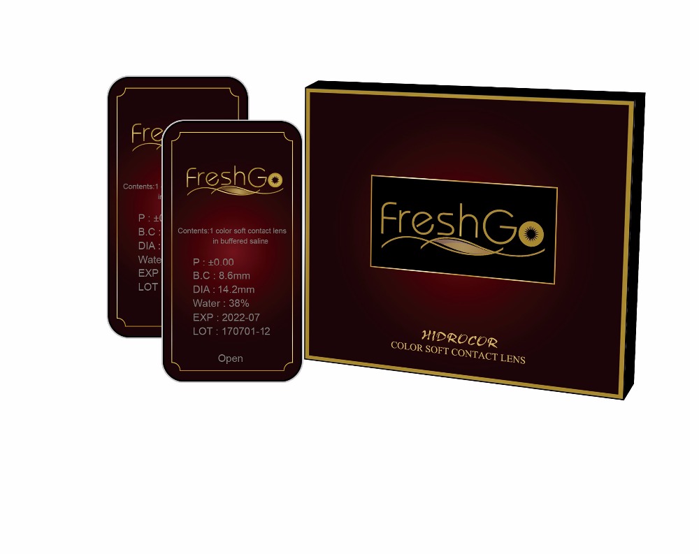 Профессиональная OEM-Марка Freshgo, индивидуальная Упаковочная коробка и торговая марка для цветных контактных линз