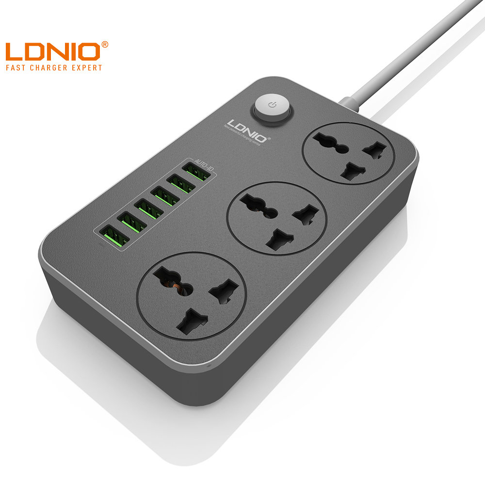 LDNIO SC3604 US/EU/US/UK штепсельная вилка австралийского стандарта 3-Сетевая розетка для пропилен-каучука прокладки с 6 портами USB для зарядки розетки питания зарядное устройство для смартфонов планшетов