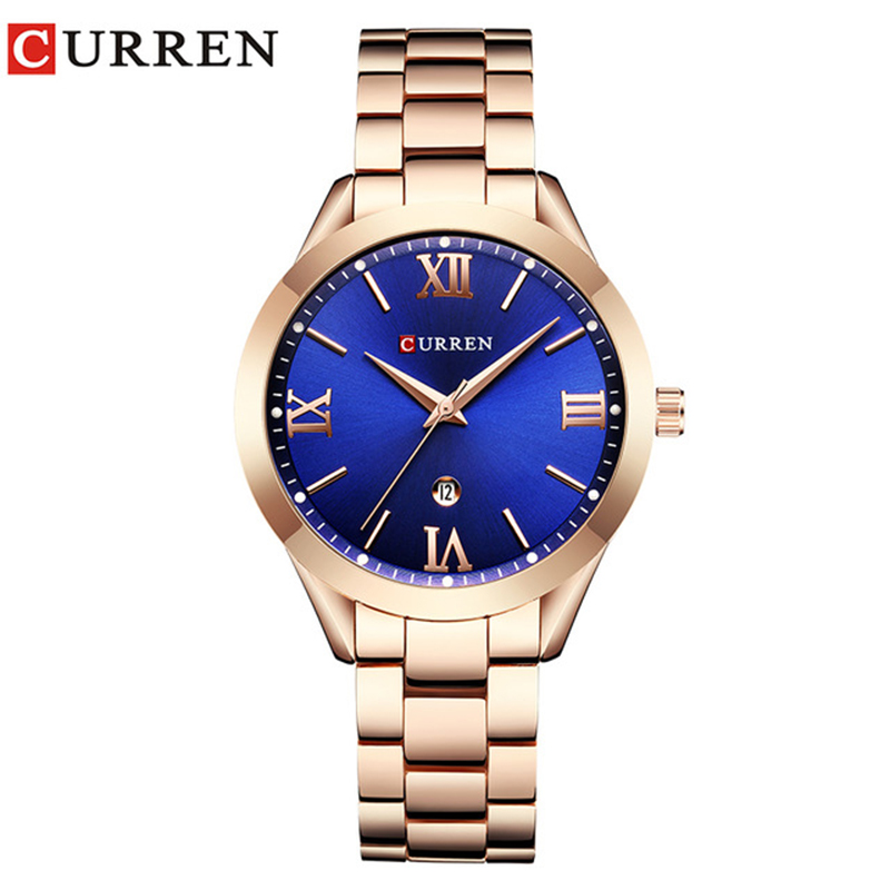 CURREN 9007 розовое золото часы женские кварцевые часы Топ Роскошные Брендовые женские наручные часы для девочек Часы Relogio Feminino