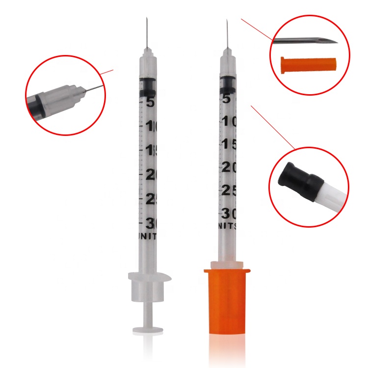Одноразовые оранжевый цвет 0.3cc 0.4cc 0.5cc 0.6cc 0.7cc 0.8cc 0.8cc 1 мл инсулиновый шприц