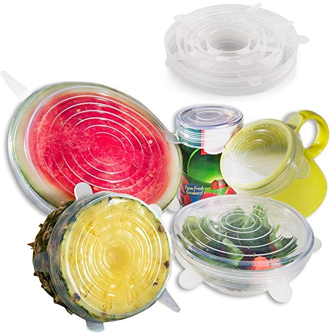 7 packs silicone stretch lids storage covers for bowls cup