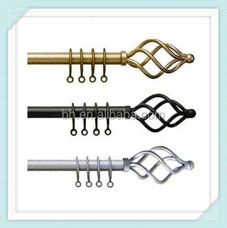 2020 Antique Brass Hinged Tension Twist Finial Curtain Rod Telescopic Pole / Tube Hardware