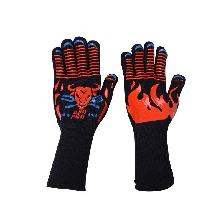 Factory Price Non-Slip Silicone Printed Cooking Gloves Oven Mitts
