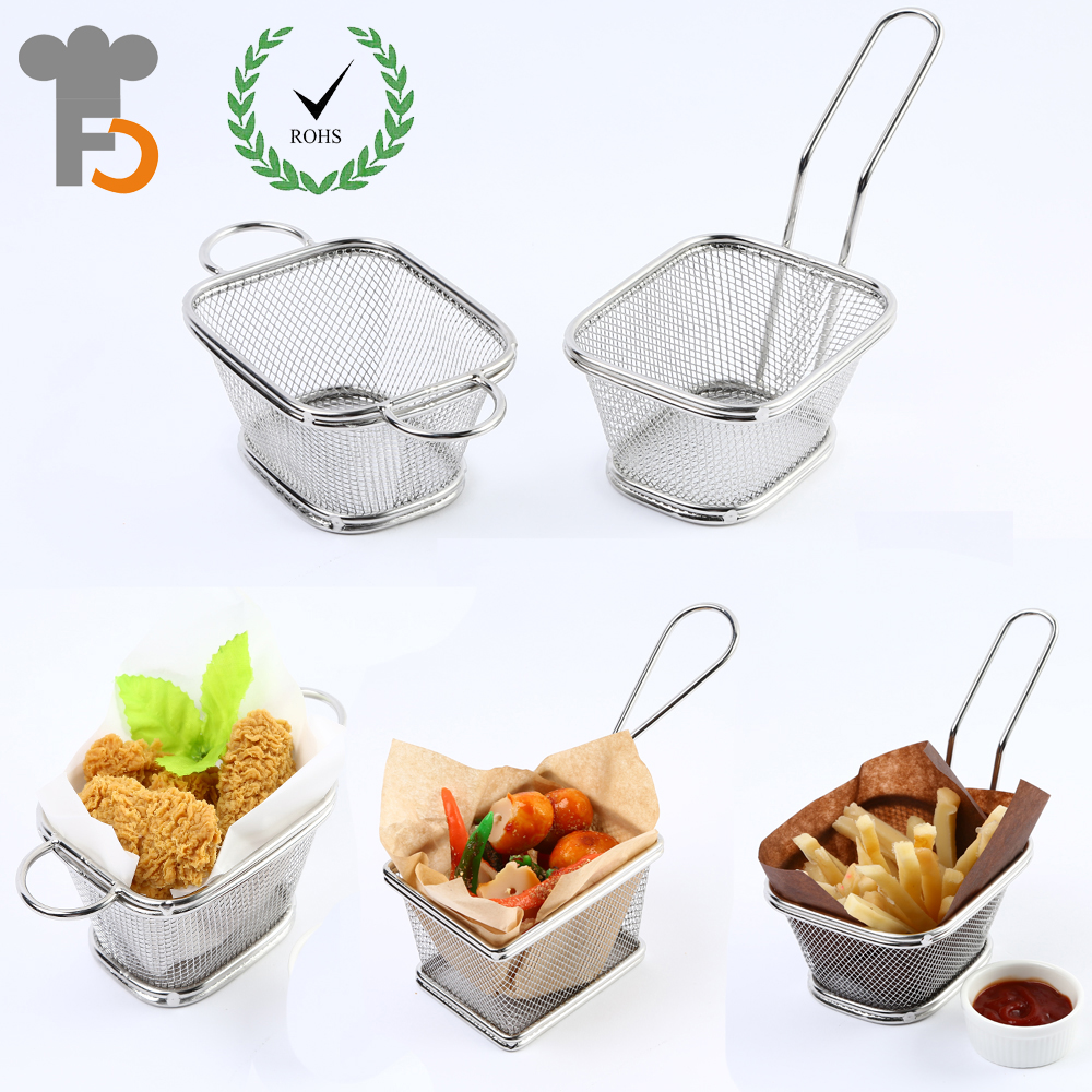 Мини-хром картофель фри, Сервировочная корзина для презентаций еды