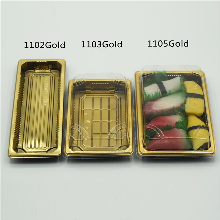 KW1-1102Gold PP Поддон для домашних животных, крышка, оптовая продажа, безопасные пластиковые суши для коробки с напечатанным логотипом