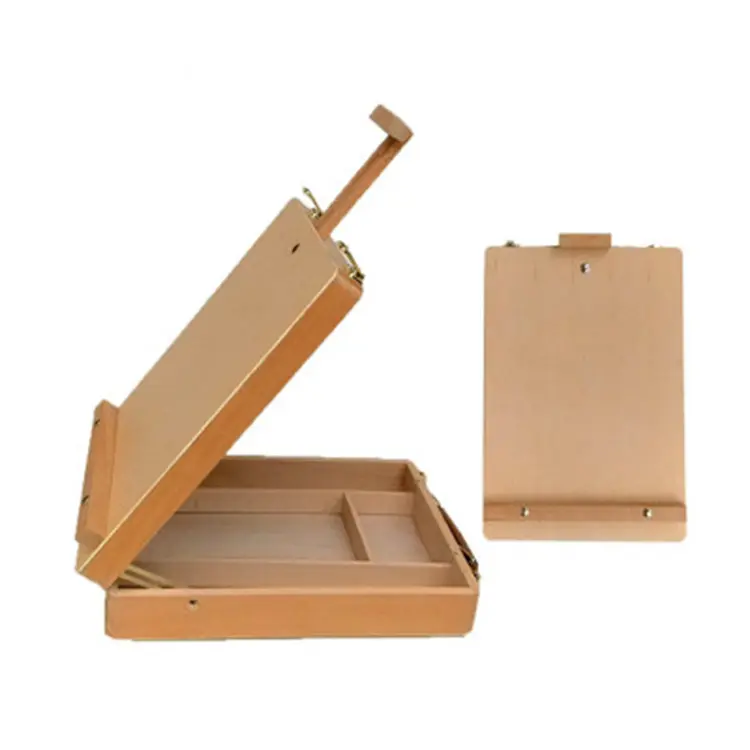 Wooden Portable Art Easel Drawing box Desktop can be lifted and lowered
