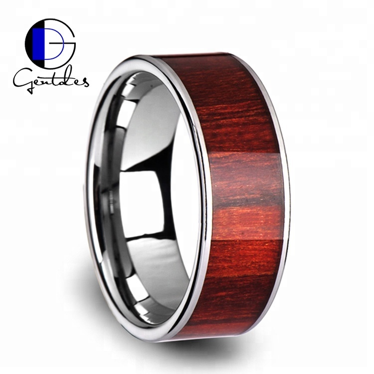 Ювелирные изделия Gentdes, мужские винтажные вольфрамовые кольца Cocobolo с деревянной инкрустацией