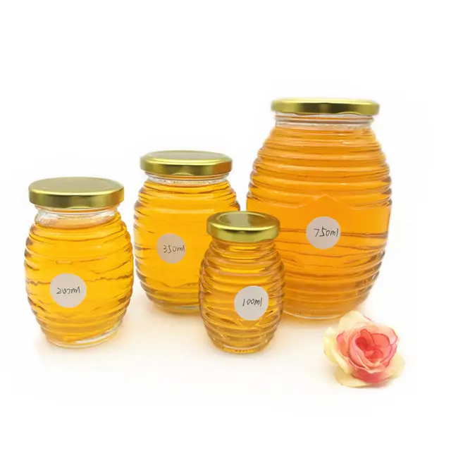 100ml 200ml 350ml 750ml clear honeycomb jars glass honey jars wholesale