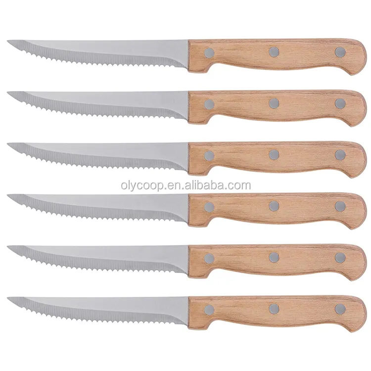 Best selling Triple rivets rose wood handle Steak Knives