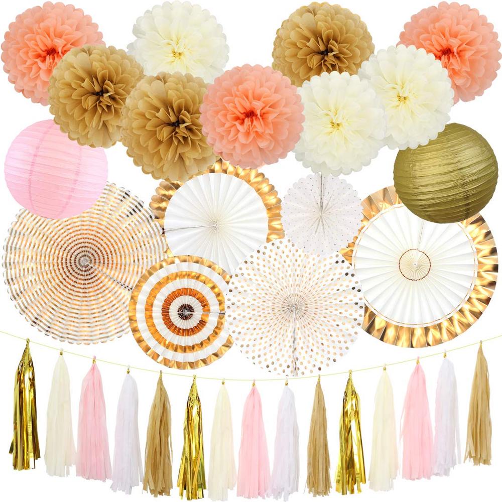 Decoration for parties birthdays parties paper supplies handkerchief fan paper pompoms garland of wedding handkerchiefs