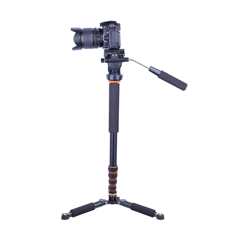 Q238 68'' Panoramic training head tripod handheld Aluminum DSLR Digital Video Action camera walking stick monopod