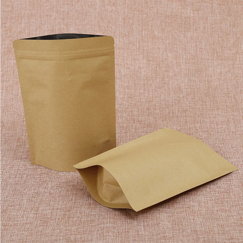 Paper Packaging Bag Stand Up Pouching Brown Kraft Paper Bag Custom Packaging Dry Fruit/nuts/sugar For Food Grade