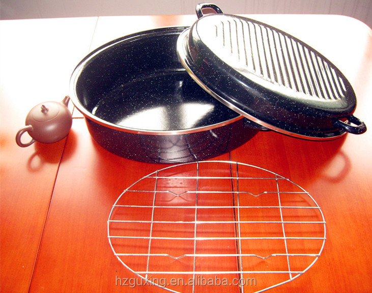poultry roaster pot with rack, enamel pot with S/S binding