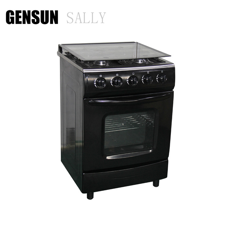 Black painting body finish freestanding kitchen gas range with oven,gas cooker 4 burners