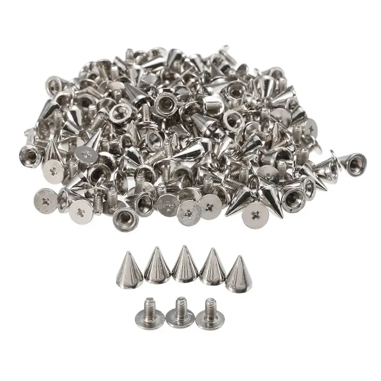 100pcs 10mm Round Spots Spikes Cone Studs Rivet Bullet Screw For DIY Leathercraft