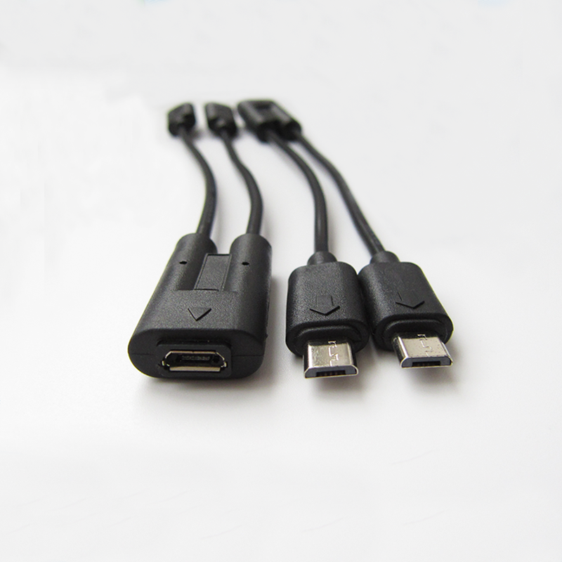 Индивидуальный Y-образный микро-USB гнездо от 1 до 2 микро-USB Штекерный разветвитель Удлинительный кабель для зарядного устройства