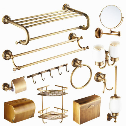 ICD64 Modern Luxury Brass Bronze Plated Bathroom Set Accessories