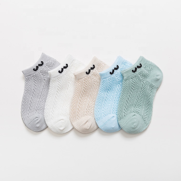 2021 New Style Ankle Socks Cute Solid Color Knitted Thin Mustache Logo Leisure Baby Nonslip Socks