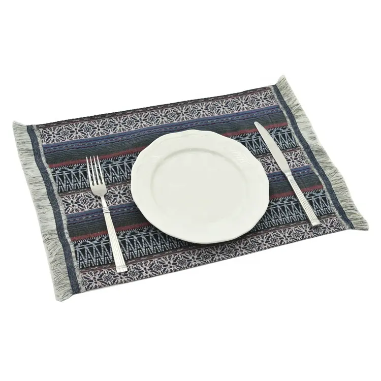Cotton linen coaster insulation embroidery pad table place mats absorbent non-slip fabric square placemats