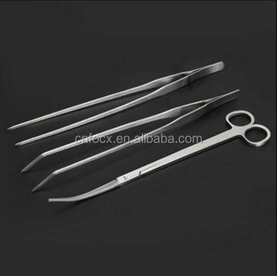 3 PCS Aquarium Plant Maintenance Stainless Steel Tweezers Scissors / Aquarium Straight Tweezers /Aquarium Curved Scissors