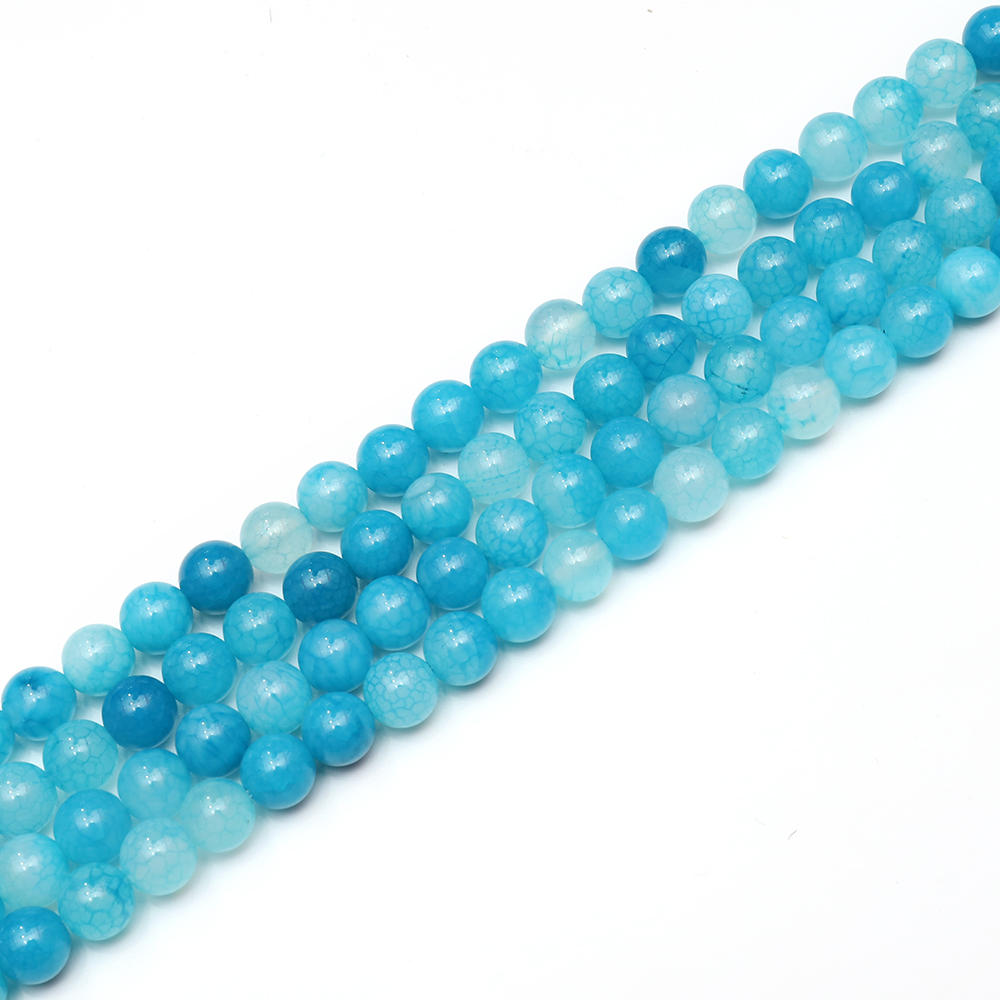 Драгоценный камень круглый Loose Beads для ювелирных изделий Выводы/аксессуары 1 Strand 15,5 inches-8mm натуральный синий в полоску Агат