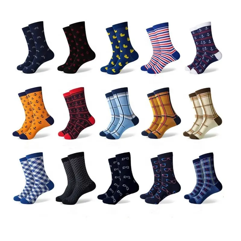 Mens Cotton Socks 27 Colors Striped Plaid Diamond Cotton Mens Funny Dress Custom Socks