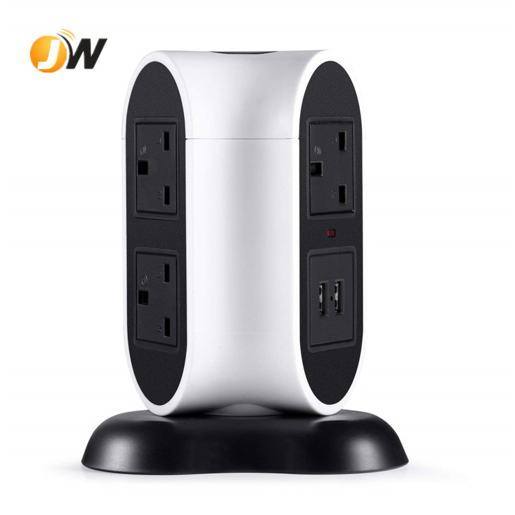 JW701 вертикальный Удлинительный шнур-4 розетки с 4 USB-портами для зарядки, дизайн клевера