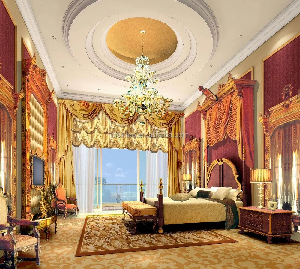 Classical European Style 3D Rendering Design for Master Bedroom of Luxury Villa
