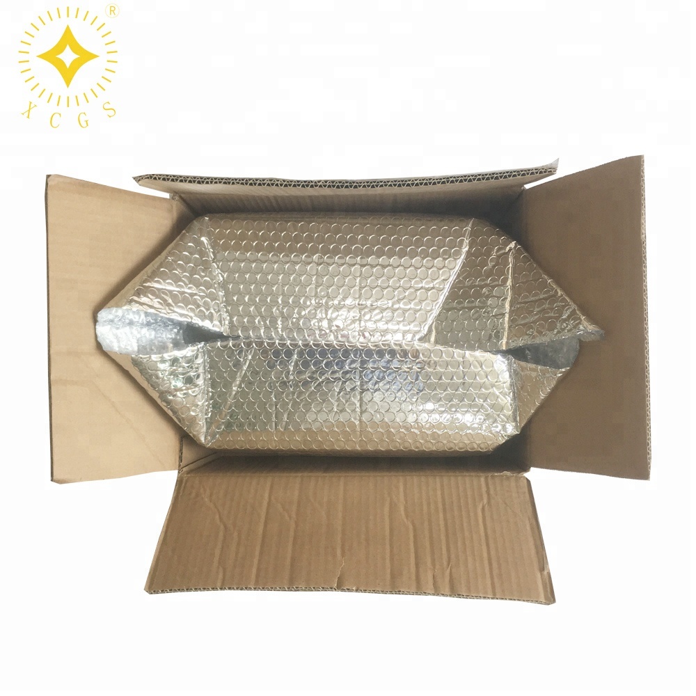 Aluminum foil air bubble bags cold fresh shipping box liner thermal delivery bags insulated box liner