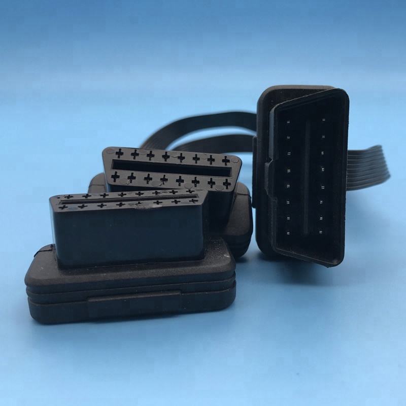 OBD2 мужской 16Pin 8 провод для двойного женского 16Pin Y плоский кабель-удлинитель