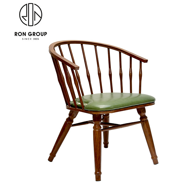 Wholesale Accent Restaurant Hotel Coffee Shop Furniture Wooden Frame PU Leather Dining Chairs Modern Luxury With Armrest
