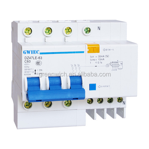 Лидер продаж, автоматические выключатели DZ47LE 3P/3P + N 63a ELCB RCBO
