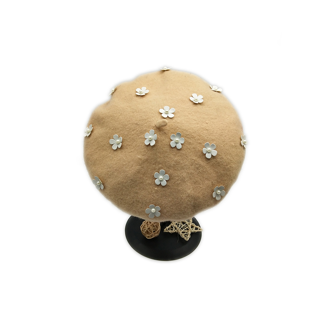 Оптовая продажа, Модный Французский женский берет Cappelli Llana, шерстяной берет с грушей и цветком