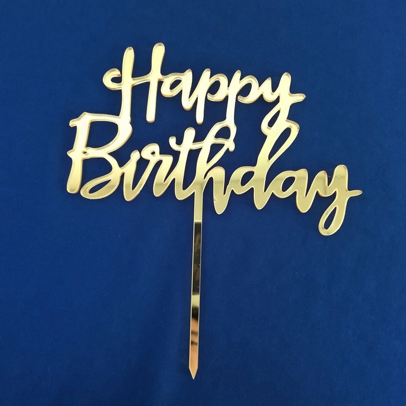 Glorious Mirror Acrylic Happy Birthday Cake Topper Customized Design Topper