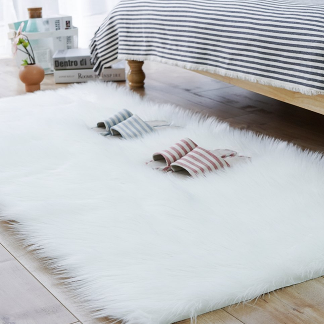 2ft x 3ft 3ft x 5ft 4ft x 6ft Rectangle White Sheepskin Hairy Carpet Shag Carpet Faux Fur Sheepskin Area Rug