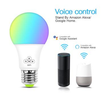 Светодиодная умная лампа E27 E26 B22 Alexa 9 Вт с Wi-Fi, управление через приложение, изменение цвета RGBW
