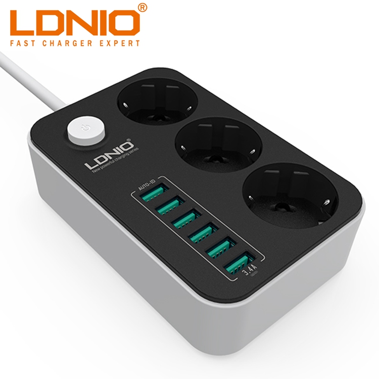 6 USB-портов и 3 евророзетки, проводная плата, Европейская розетка, удлинитель питания