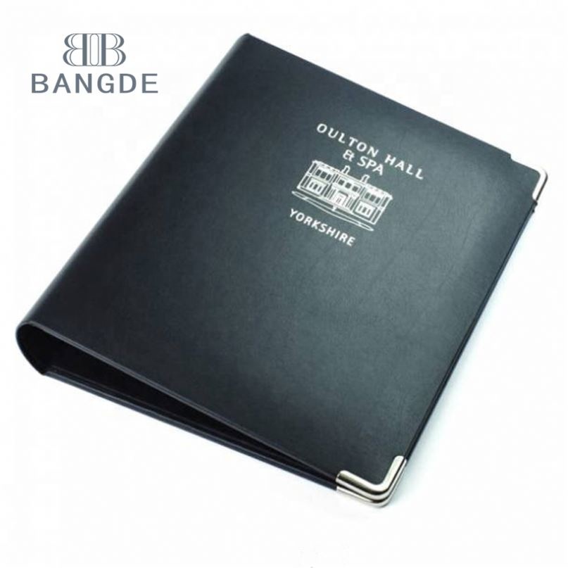 Лучшая цена пользовательский отель гость кожаная папка с 4 кольцами Binder