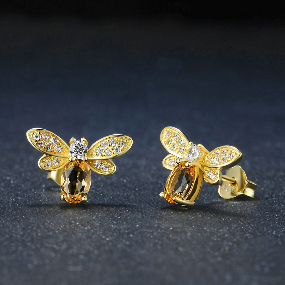 OB Jewelry-Bee в форме животного, ювелирные изделия для студентов, ювелирные изделия из натурального драгоценного камня, Серебро S925 пробы, серьги для свадьбы/ежедневного использования/подарок