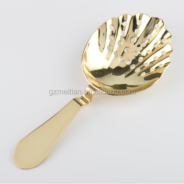 Stainless steel leaf shape ice cocktail bar strainer