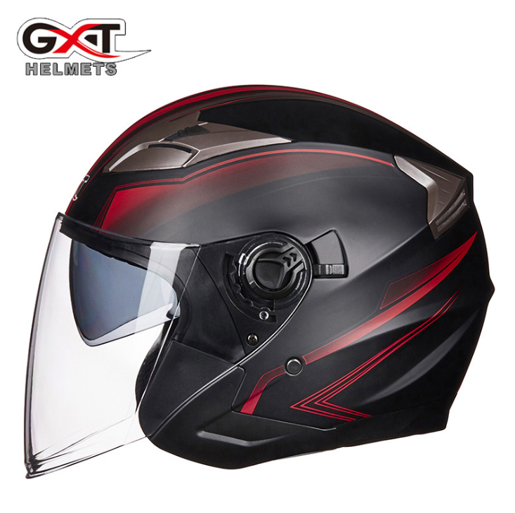 Мотоциклетный шлем GXT, полулицевой мотоциклетный шлем из АБС, Электрический защитный шлем с двойными линзами, мотоциклетный шлем для женщин/мужчин, мотоциклетный шлем #