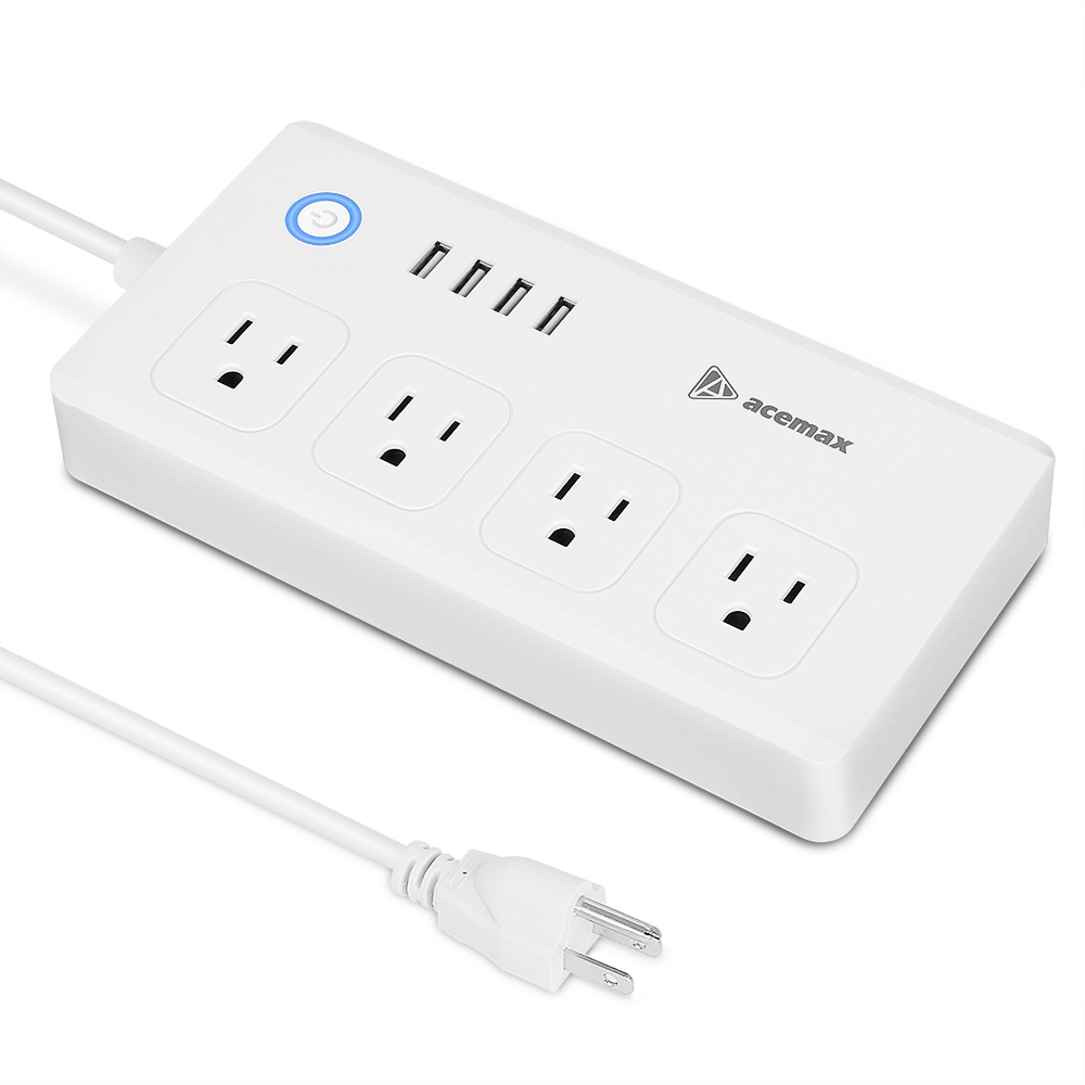 Умный удлинитель с Wi-Fi, 4 USB-порта, 4 розетки