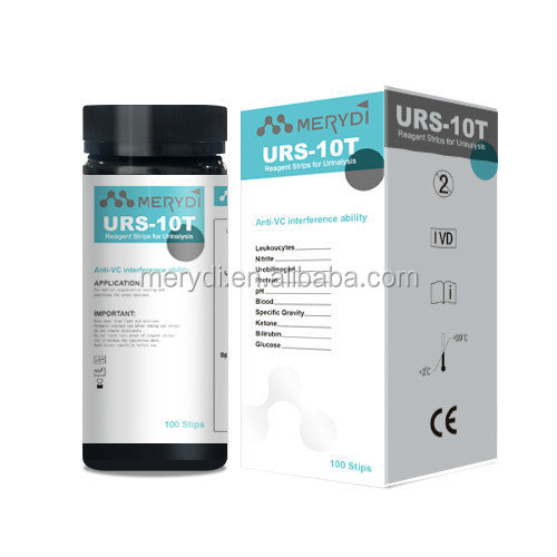 Urinalysis reagent test strips for 10 parameters Blood,Ketone,Glucose,pH,protein test kit,URS-10T