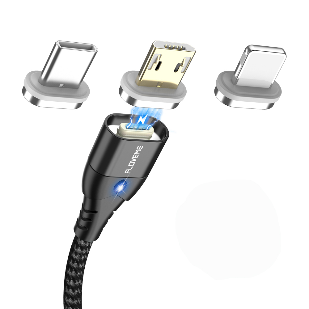 DHL Free Shipping 1 Sample OK FLOVEME Led Light 3A Magnetic Usb Data Fast Charging Cable For iPhone For Android Phone Charger