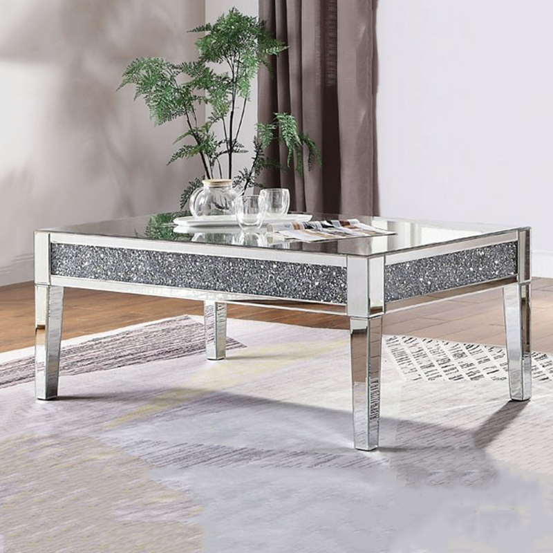 luxury crushed diamond mirrored modern coffee table